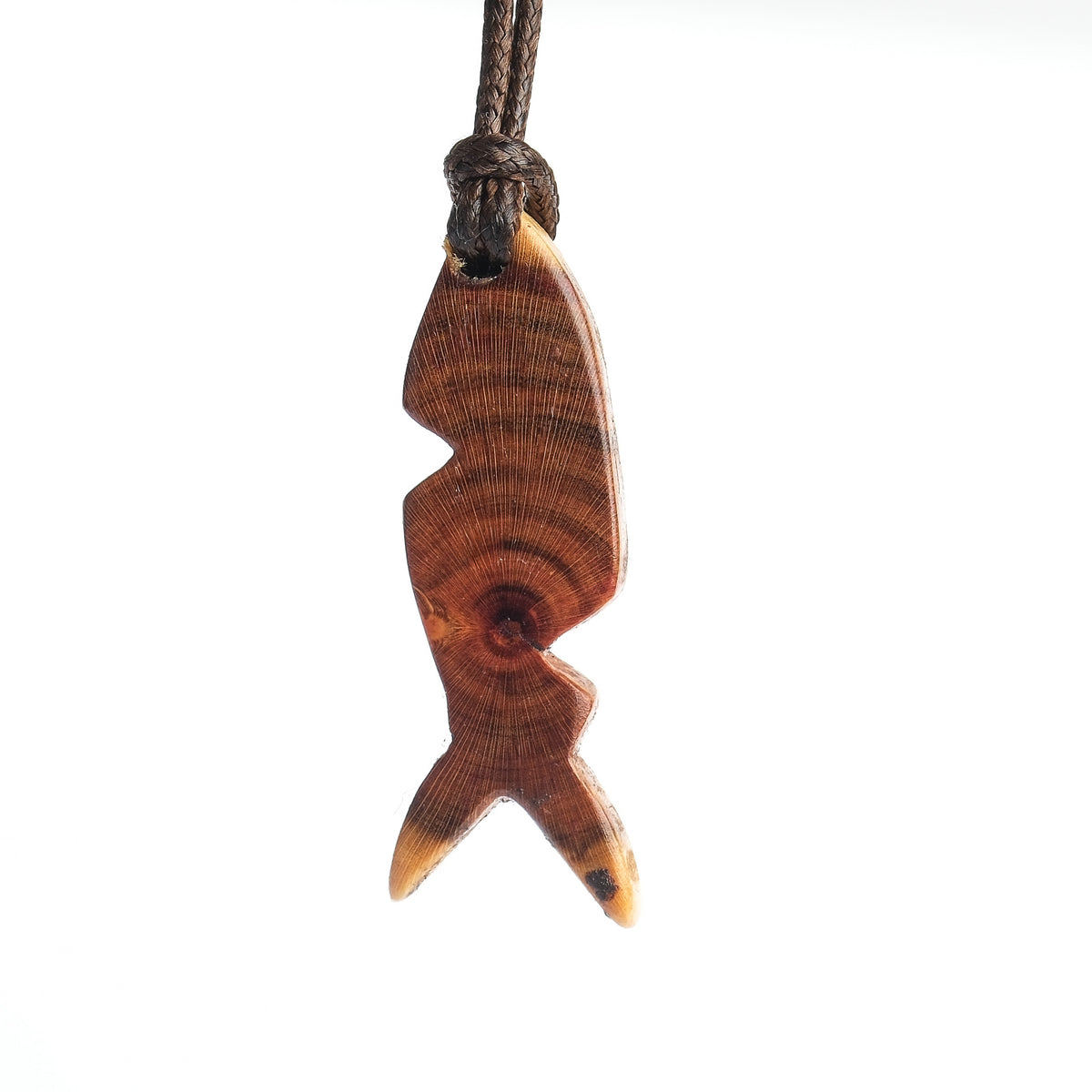Plum wood fish pendant