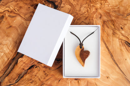 Plum wood heart pendant
