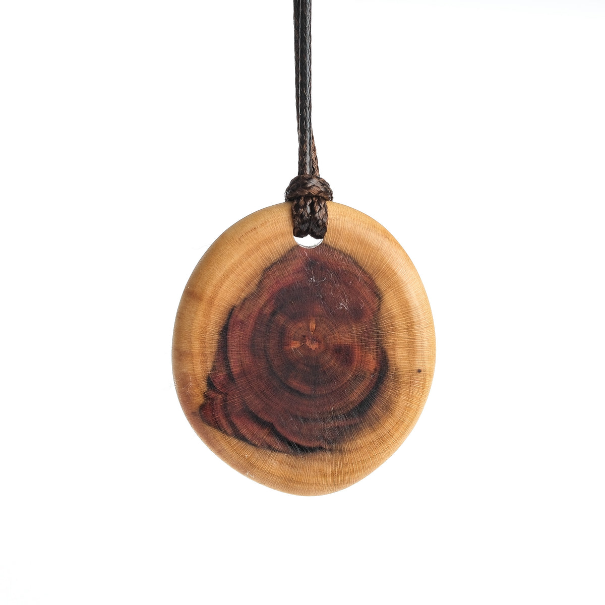Plum wood circle pendant