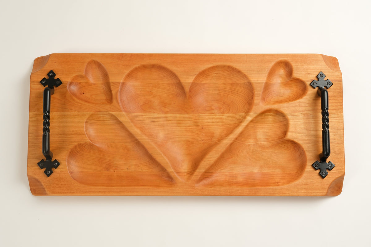 Cherry Wood Heart Serving Board