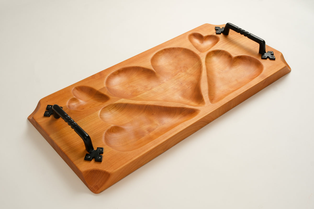 Cherry Wood Heart Serving Board